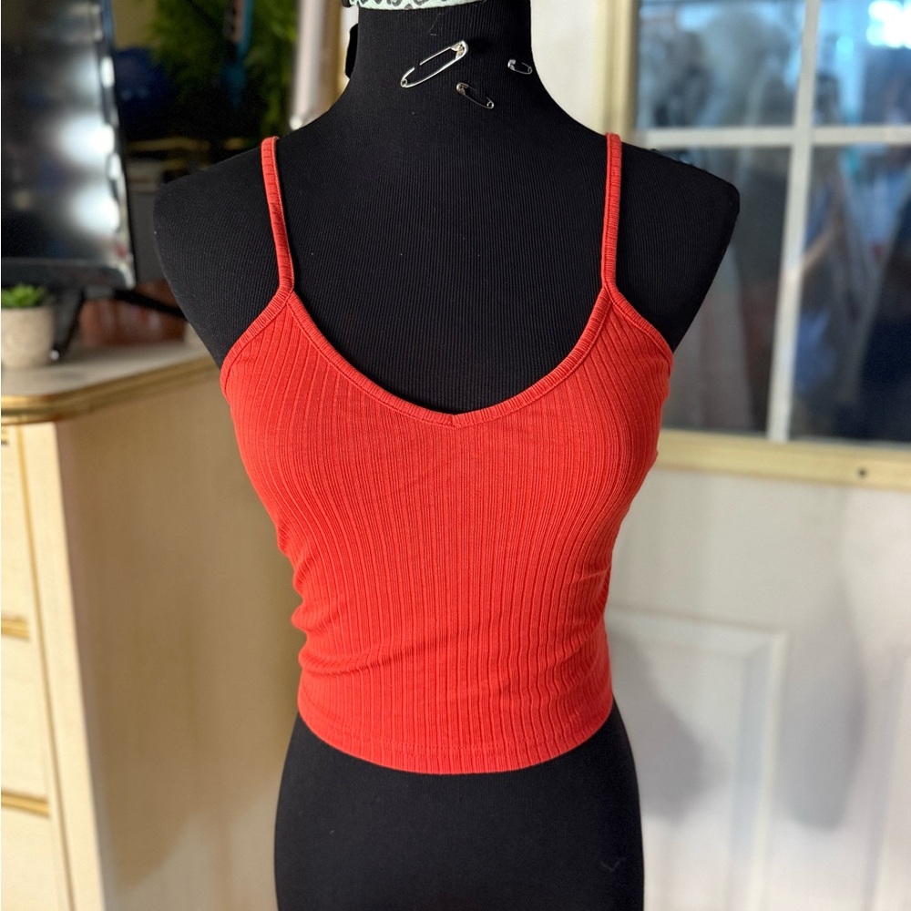 Topshop Red Ribbed Camisole